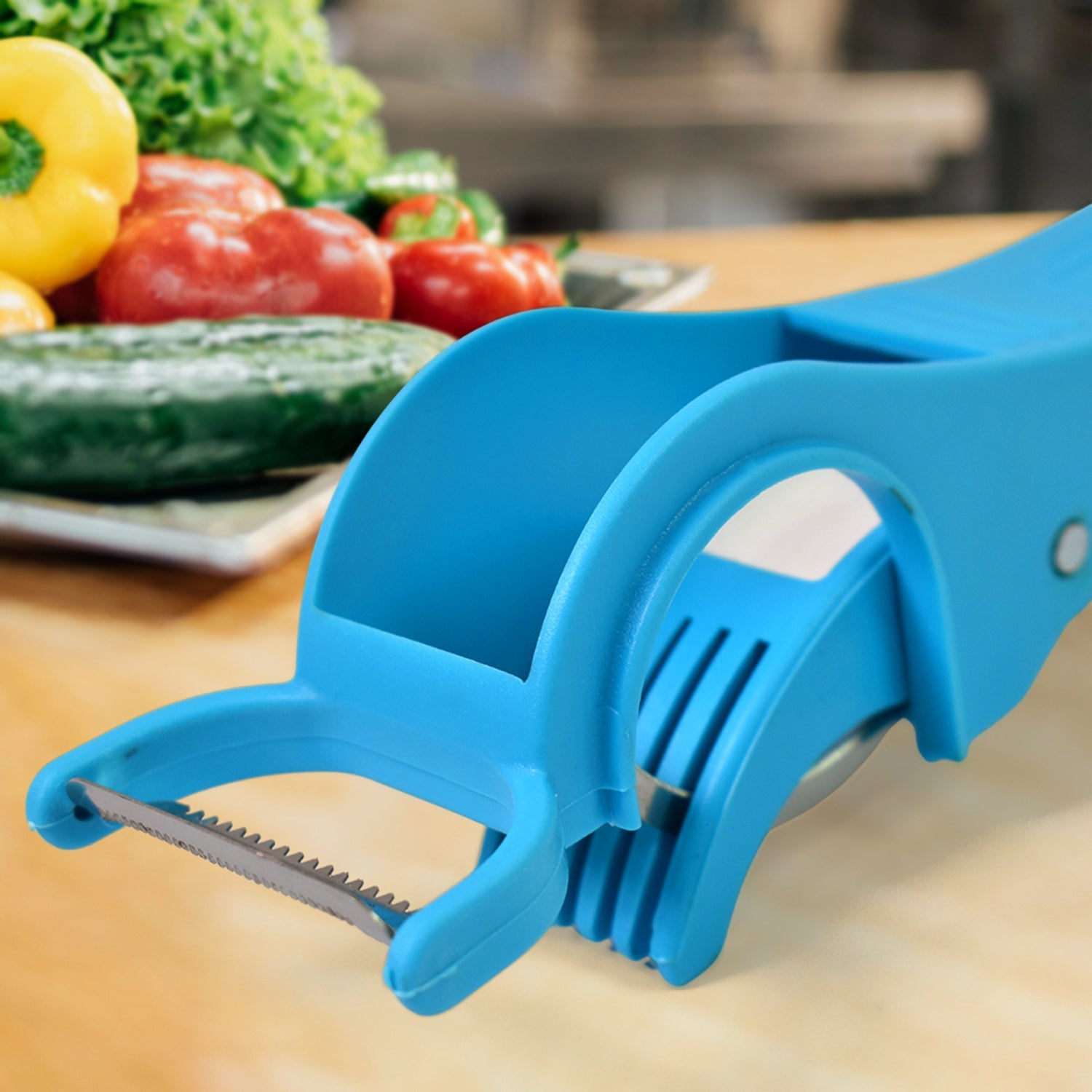 2 in 1 Vegetable & Fruit Multi Cutter 5 Blade Vegetable Cutter with Peeler (1 Pc / Multicolor)