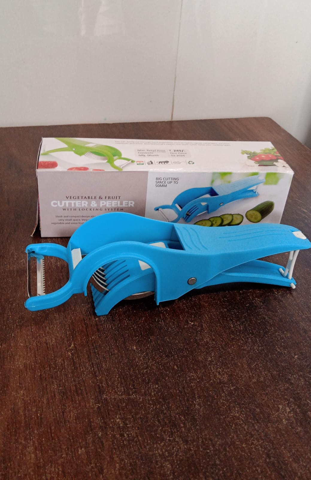 2 in 1 Vegetable & Fruit Multi Cutter 5 Blade Vegetable Cutter with Peeler (1 Pc / Multicolor)